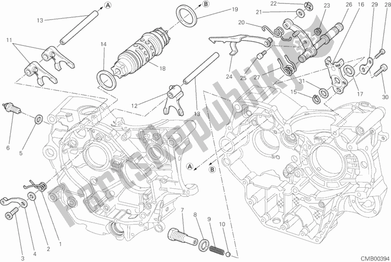All parts for the Gear Change Mechanism of the Ducati Hypermotard 1100 EVO SP USA 2012